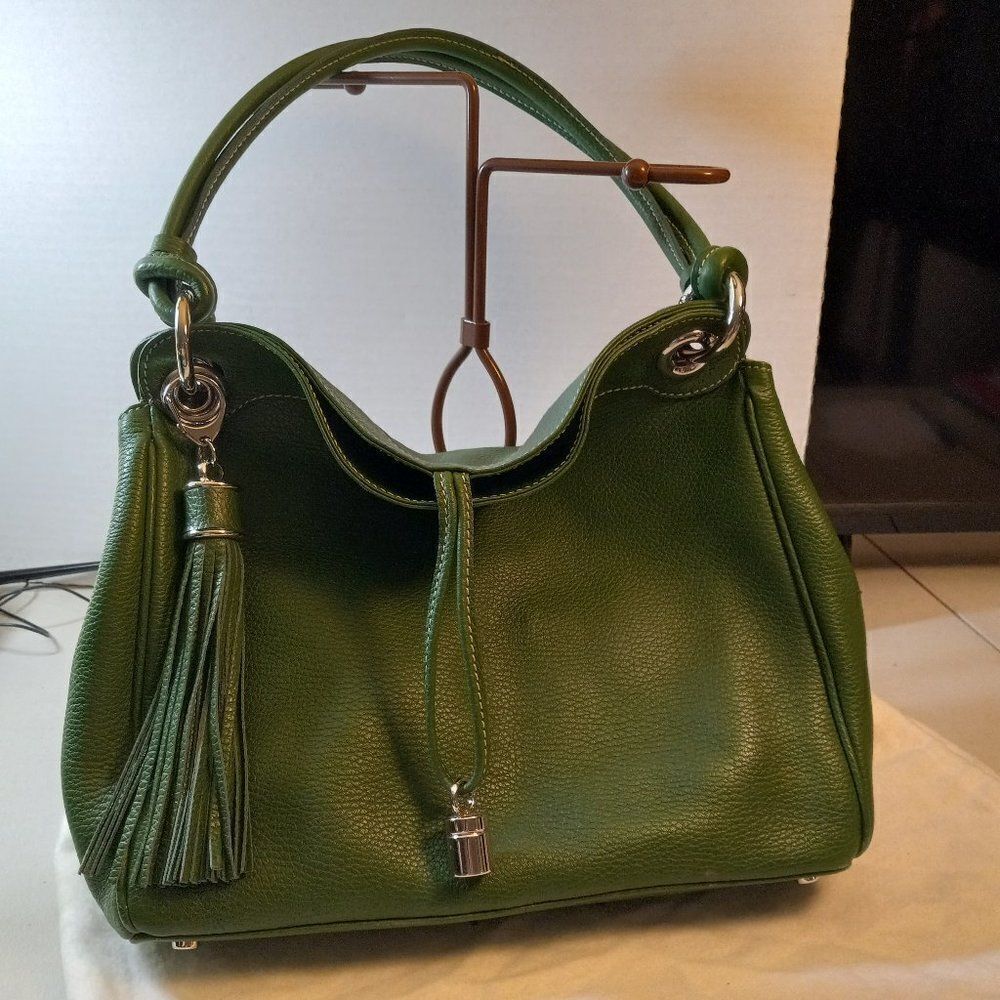 Buti LeatherTasseled/Weighted Green Satchel Cottagecore Granny Chic Grandmacore